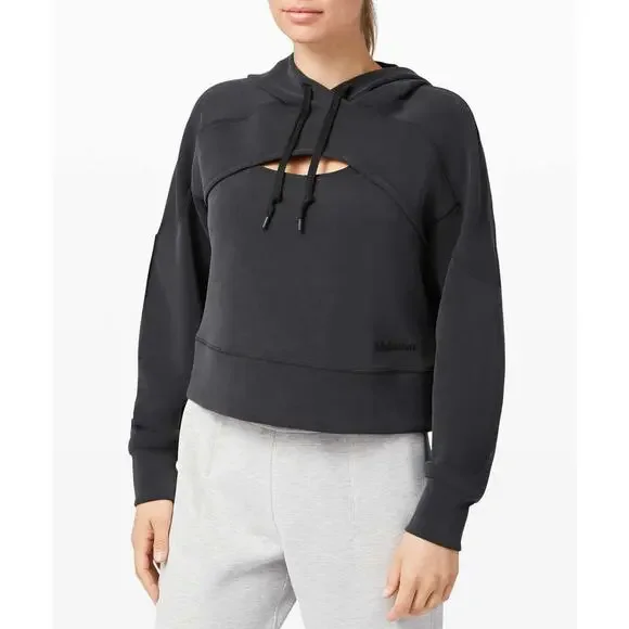 Lululemon Get Centred Crop Hoodie Black Size 4 Athletic Athleisure Vented Pocket - Picture 4 of 16